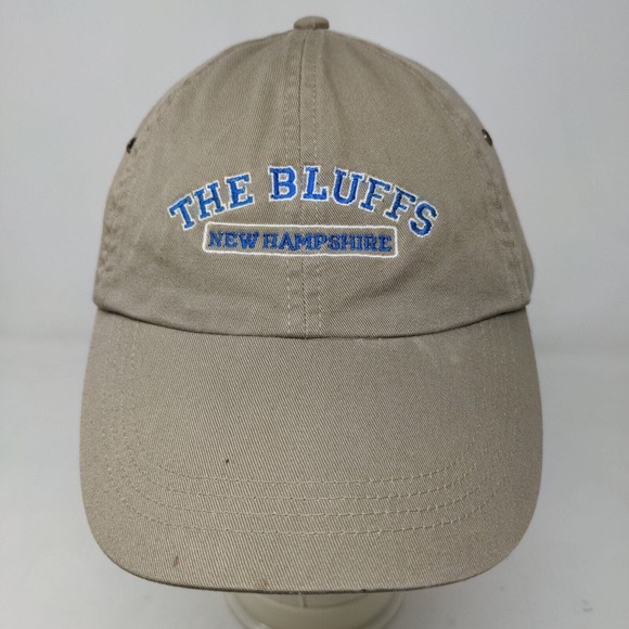 Anvil Men's Slideback Hat Tan Adjustable Embroidered New Hampshire The Bluffs - Picture 2 of 9